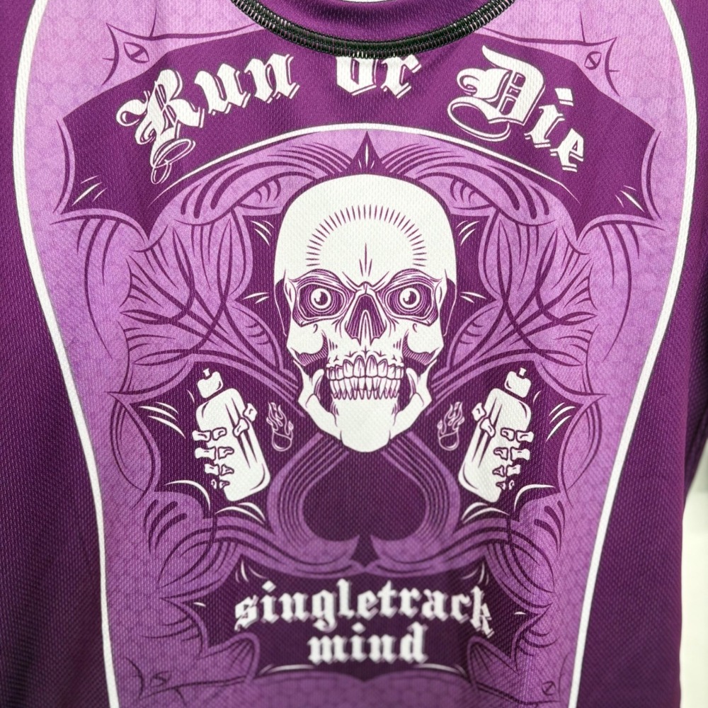 INKnBURN Run or Die Singletrack Mind Purple Tech Running Shirt Womens Small NEW - Picture 3 of 9